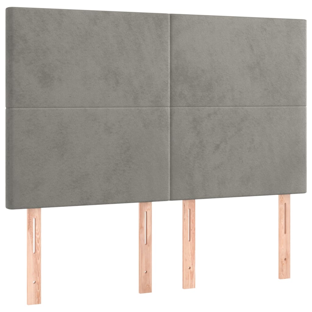 Kopfteil Hellgrau 144x5x118/128 cm Samt