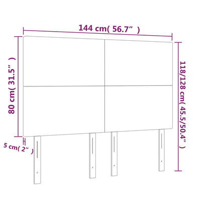 Kopfteil Hellgrau 144x5x118/128 cm Samt