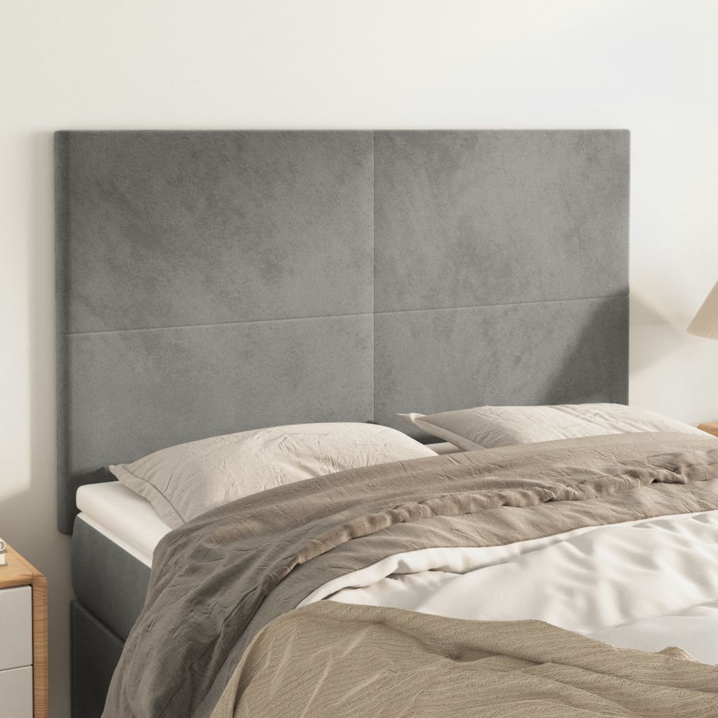 Kopfteil Hellgrau 144x5x118/128 cm Samt