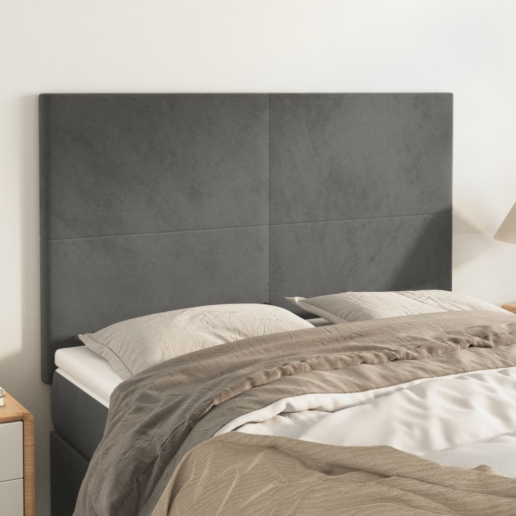 Kopfteil Dunkelgrau 144 x 5 x 118/128 cm Samt