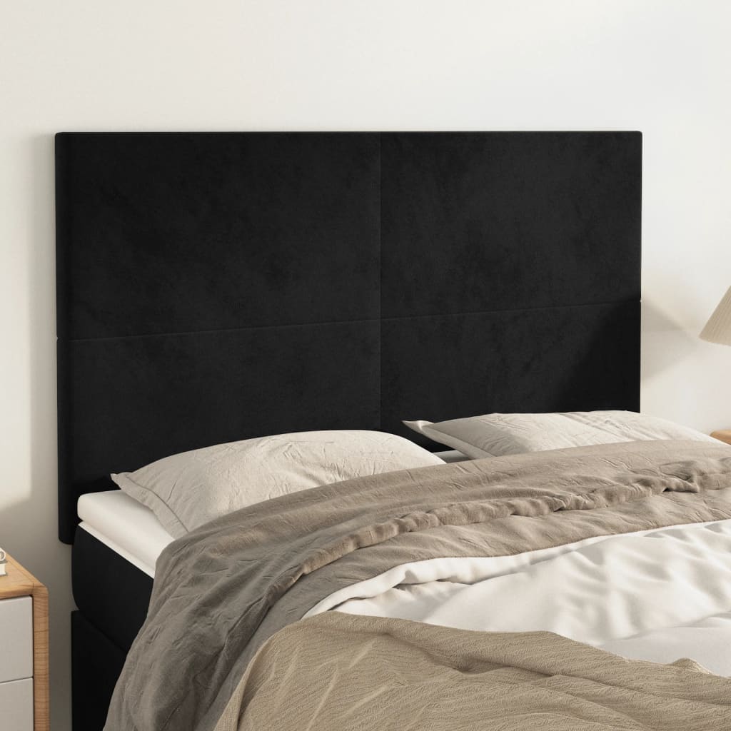 Kopfteil Schwarz 144x5x118/128 cm Samt