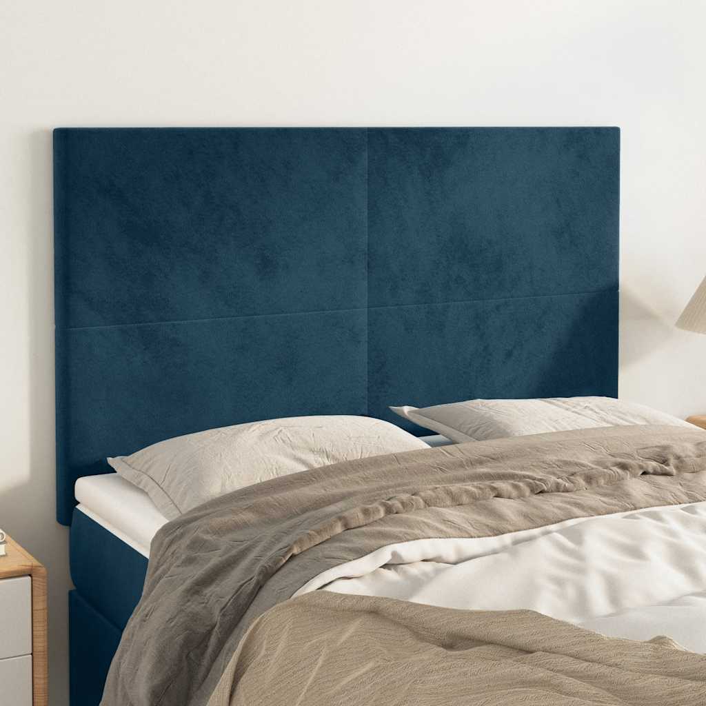 Kopfteil Dunkelblau 144x5x118/128 cm Samt