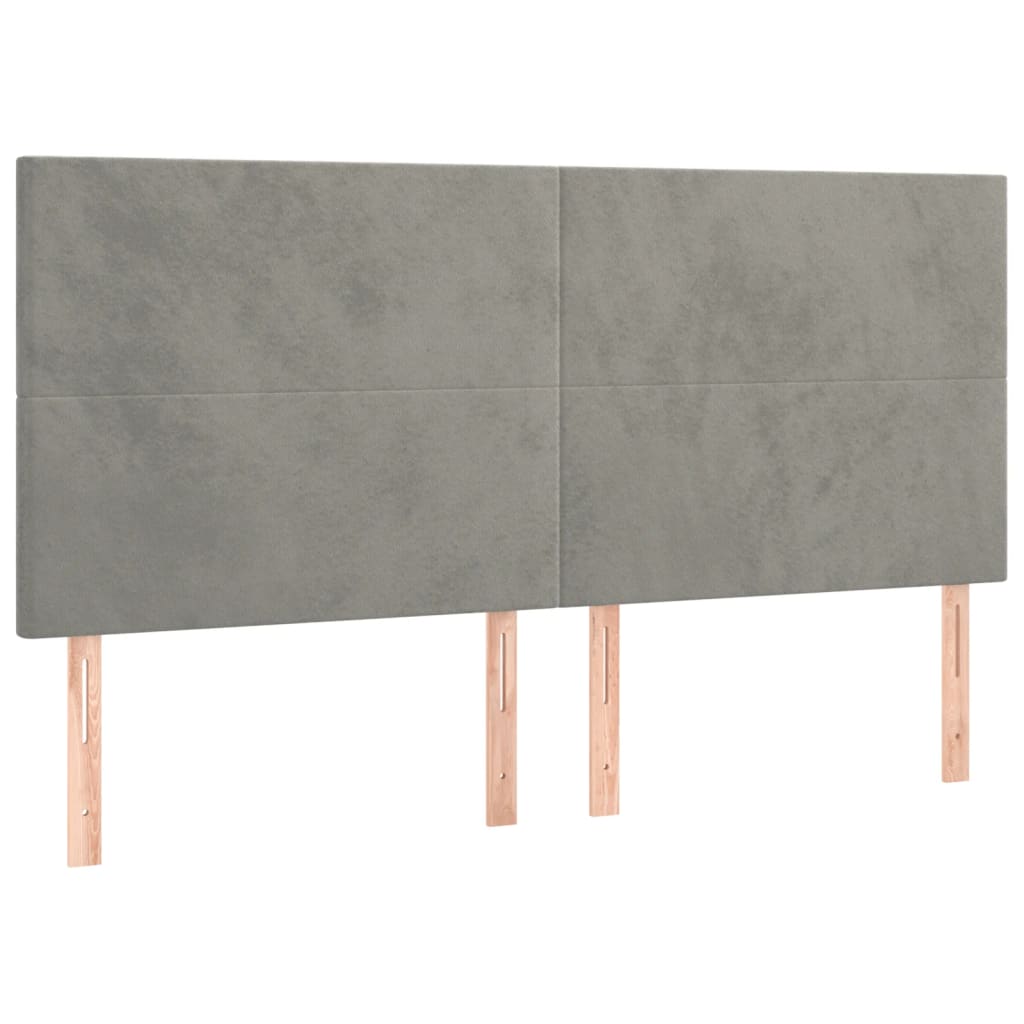 Kopfteil Hellgrau 180x5x118/128 cm Samt