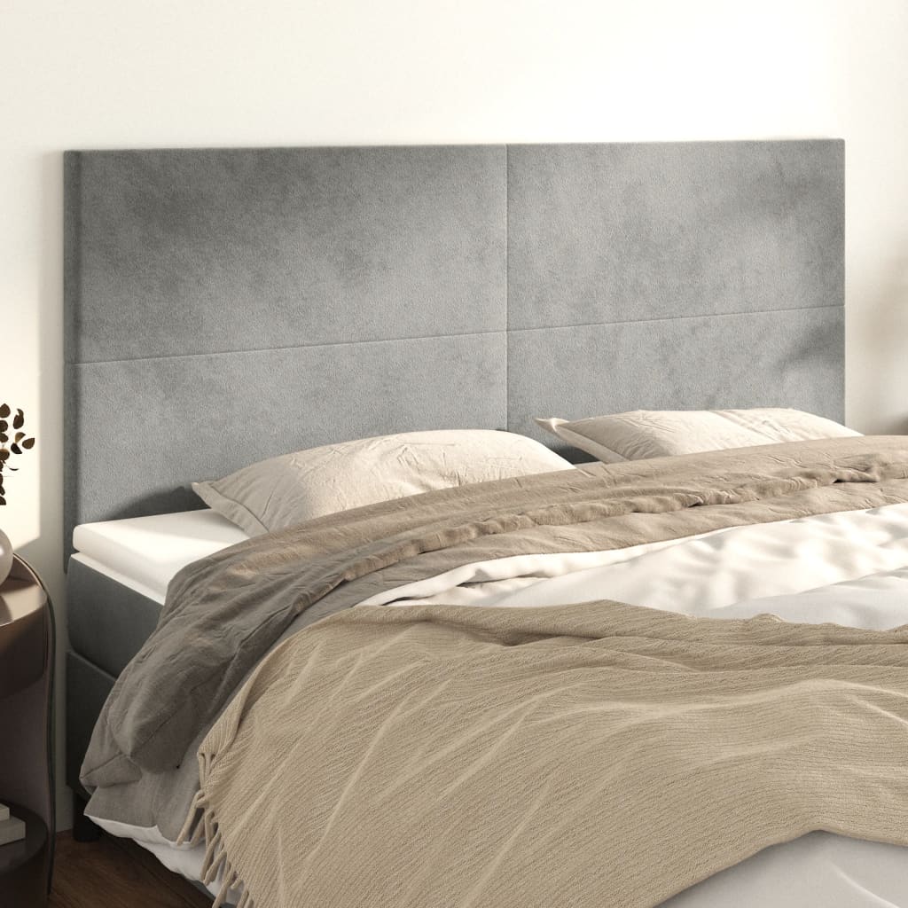 Kopfteil Hellgrau 180x5x118/128 cm Samt