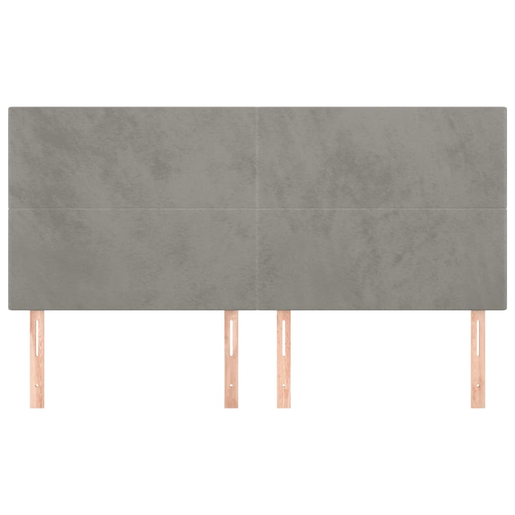Kopfteil Hellgrau 200 x 5 x 118/128 cm Samt
