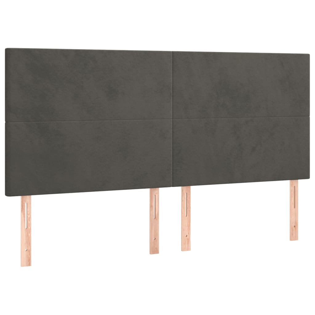 Kopfteil Dunkelgrau 200 x 5 x 118/128 cm Samt