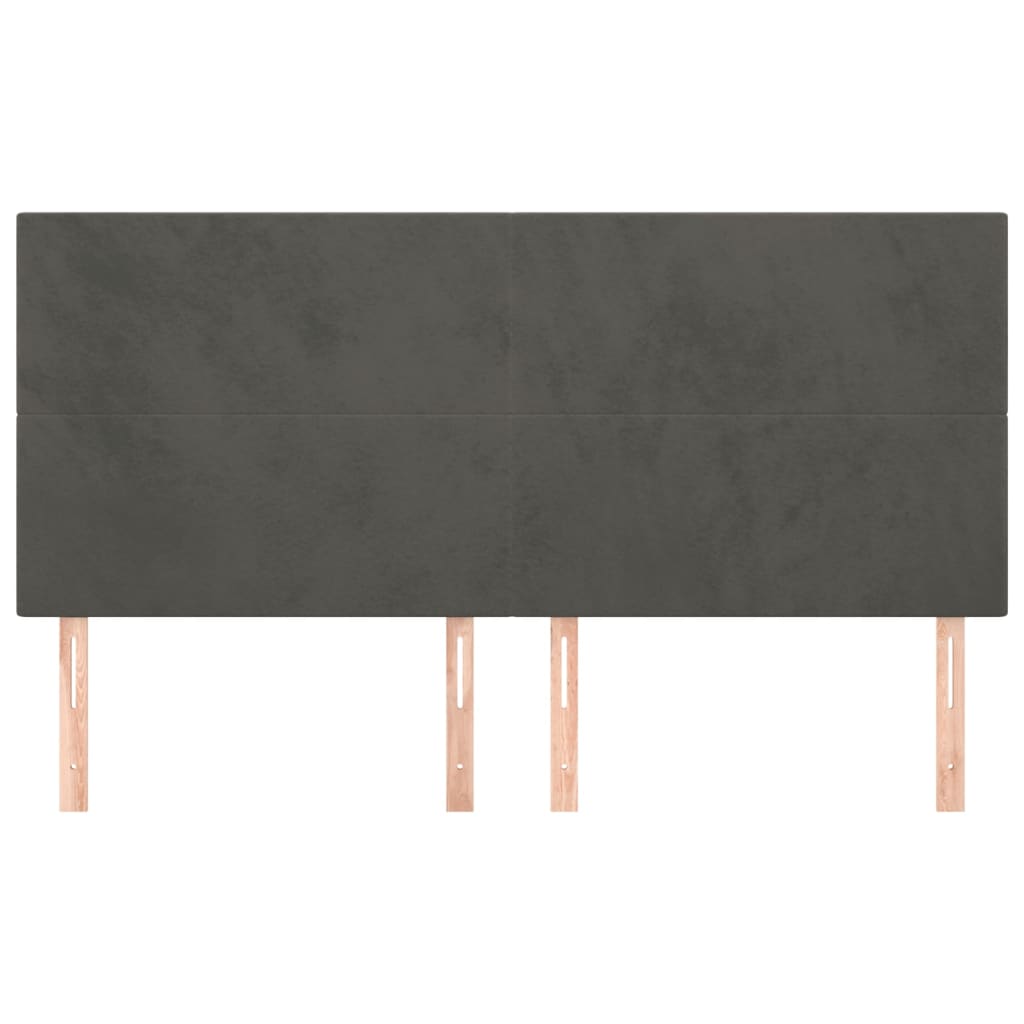 Kopfteil Dunkelgrau 200 x 5 x 118/128 cm Samt