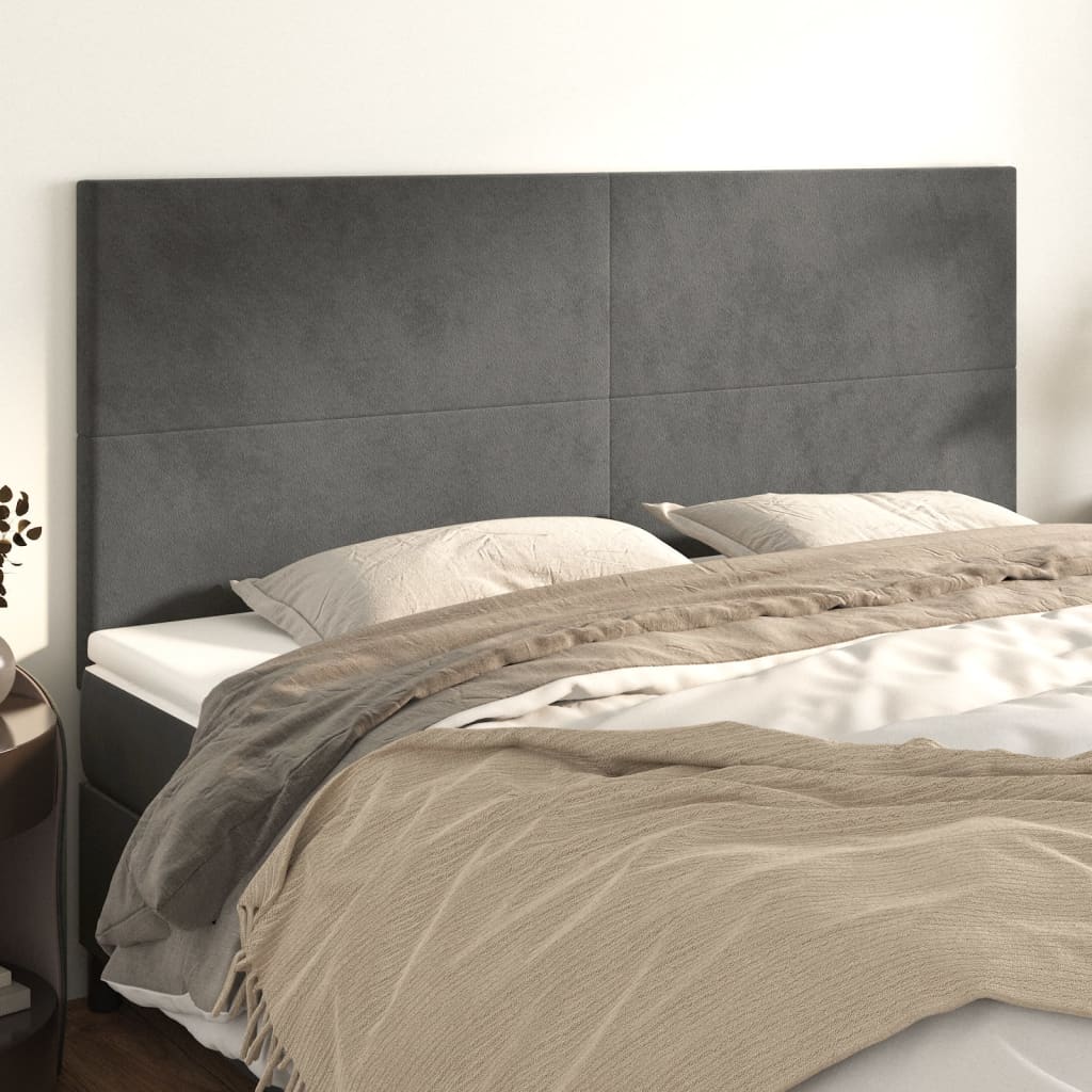 Kopfteil Dunkelgrau 200 x 5 x 118/128 cm Samt