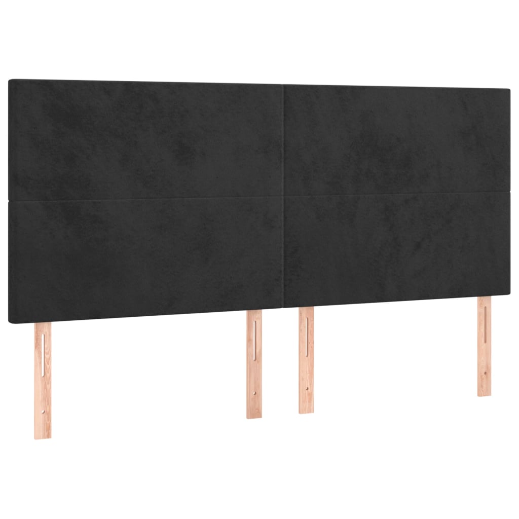 Kopfteil Schwarz 200 x 5 x 118/128 cm Samt