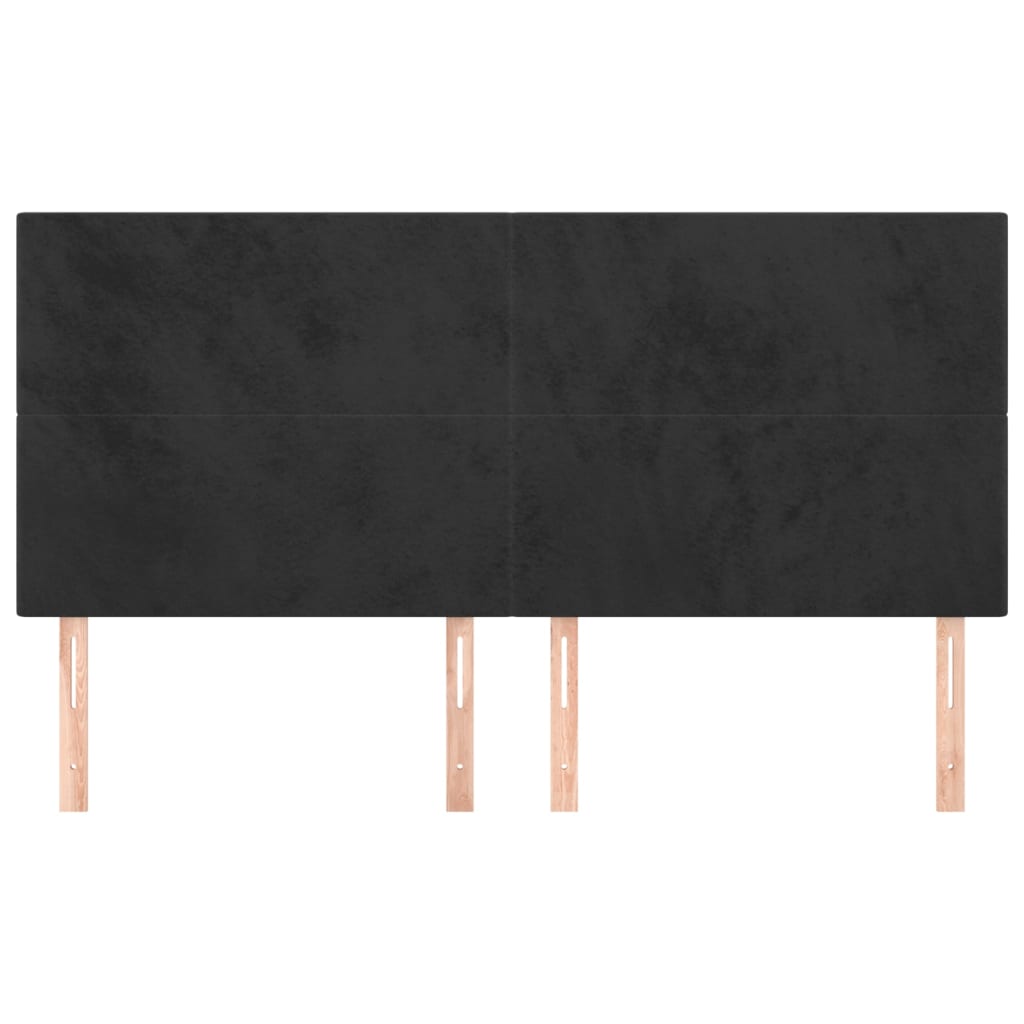 Kopfteil Schwarz 200 x 5 x 118/128 cm Samt
