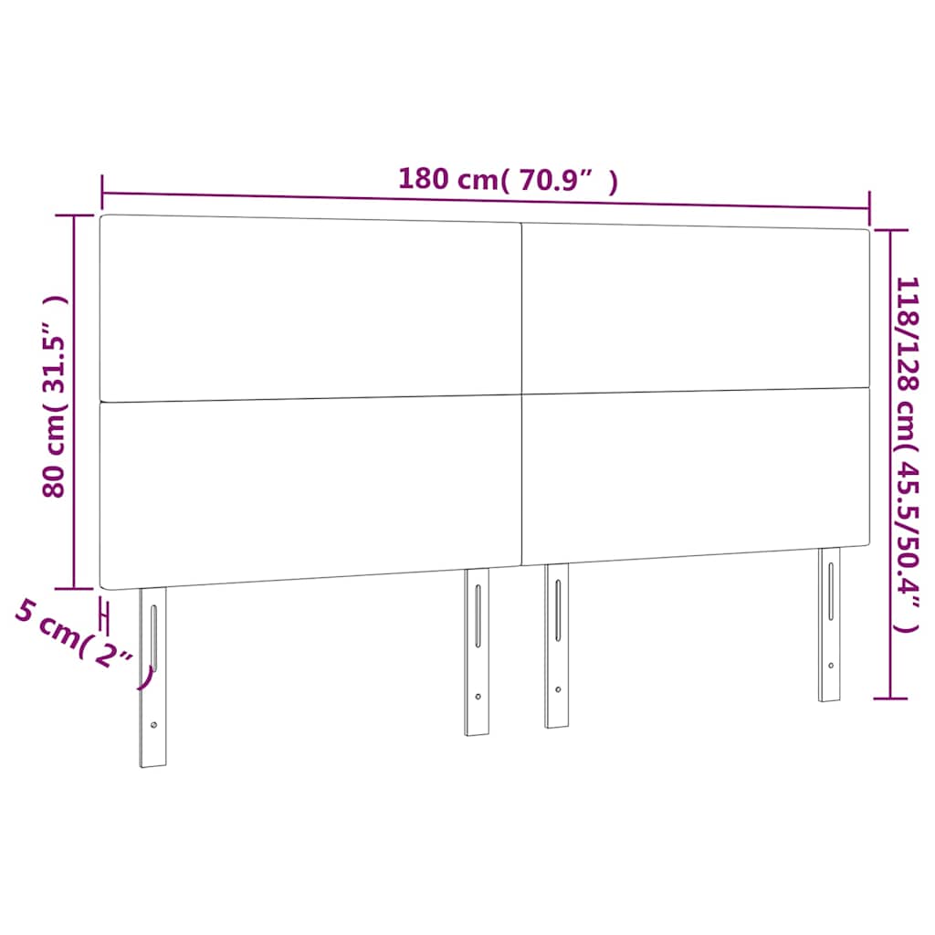 Kopfteil Grau 180x5x118/128 cm Kunstleder