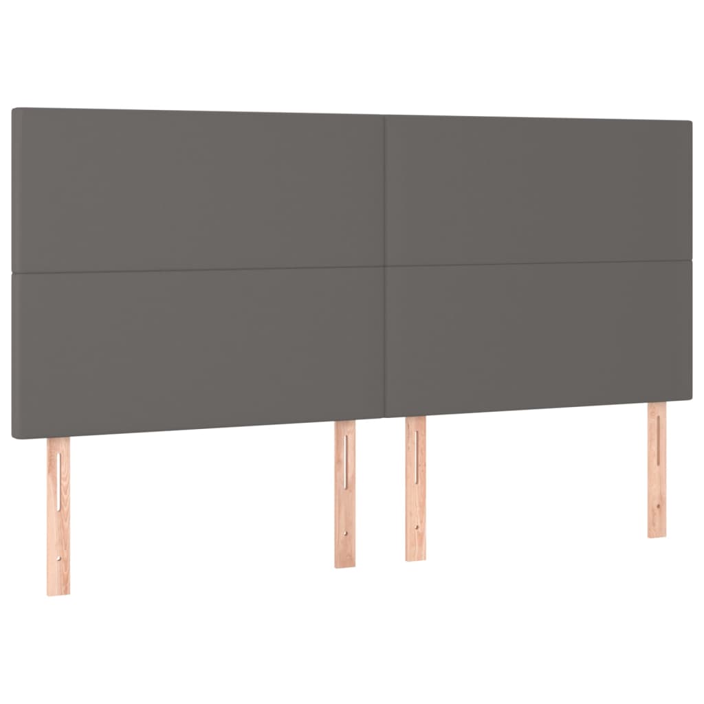 Kopfteil Grau 200x5x118/128 cm Kunstleder