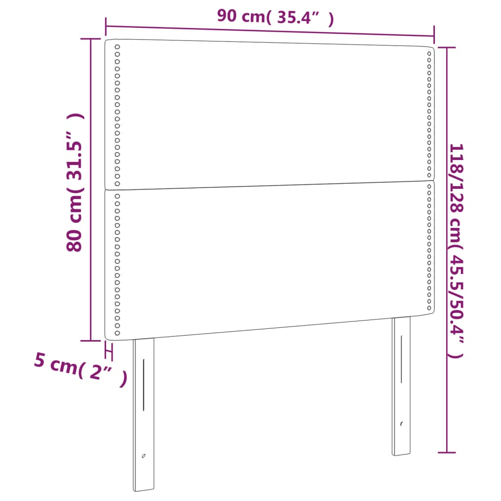 Kopfteil Dunkelgrau 90 x 5 x 118/128 cm Stoff