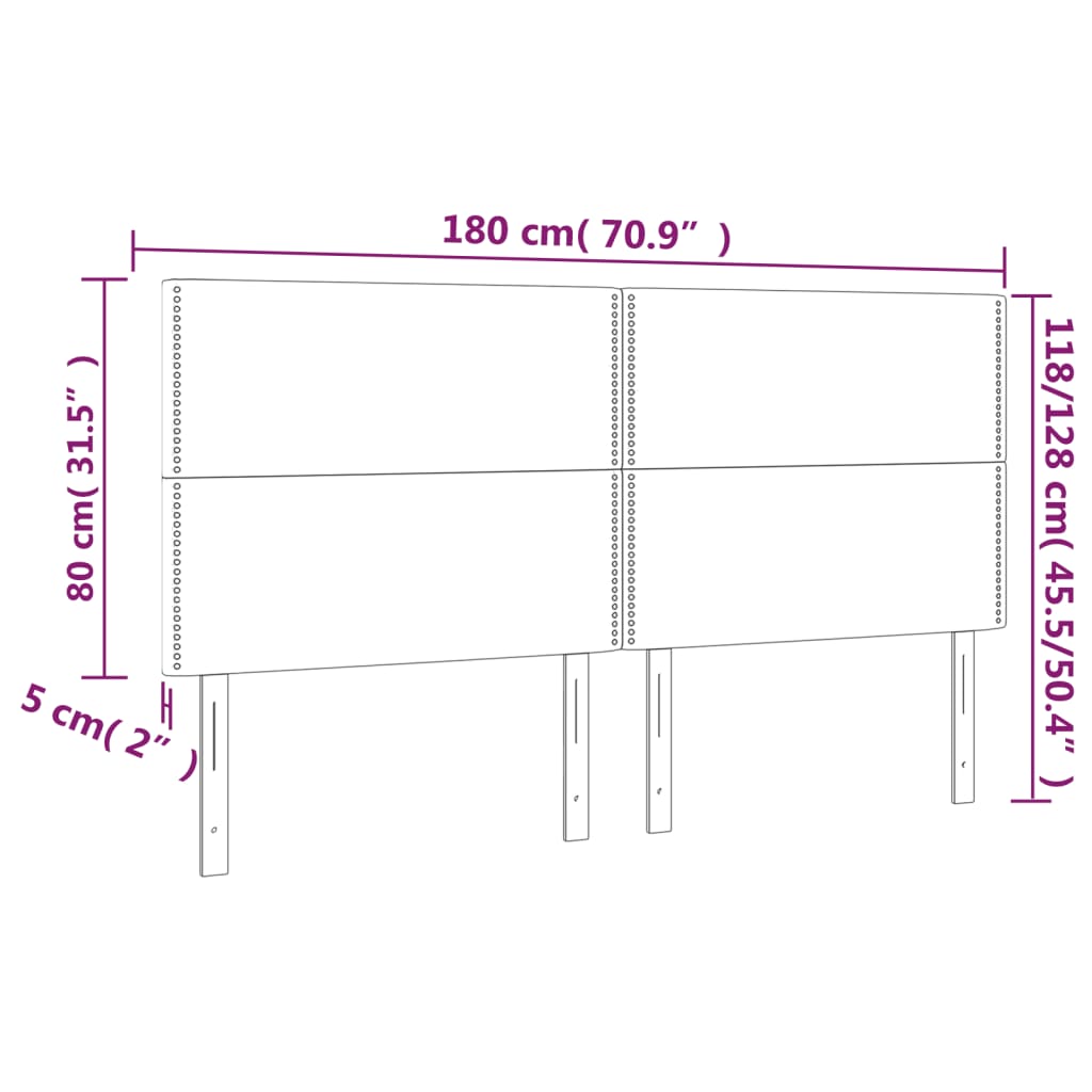 Kopfteil Schwarz 180 x 5 x 118/128 cm Stoff