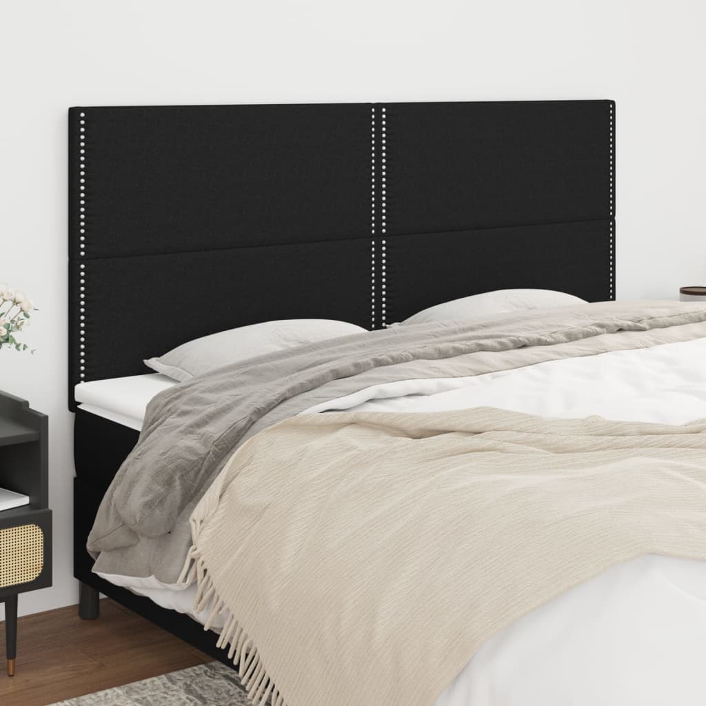 Kopfteil Schwarz 200 x 5 x 118/128 cm Stoff