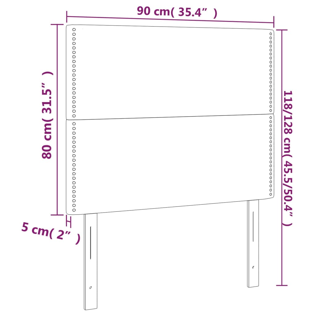 Kopfteil Dunkelgrau 90 x 5 x 118/128 cm Samt