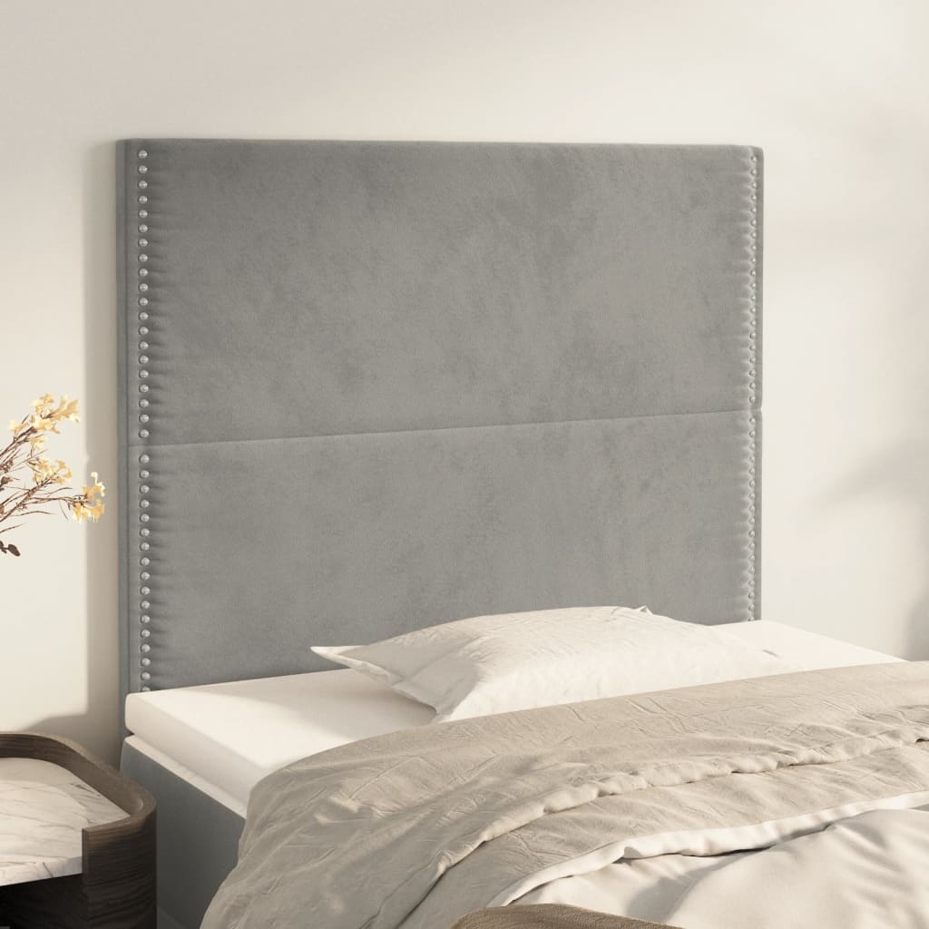 Kopfteil Hellgrau 100 x 5 x 118/128 cm Samt