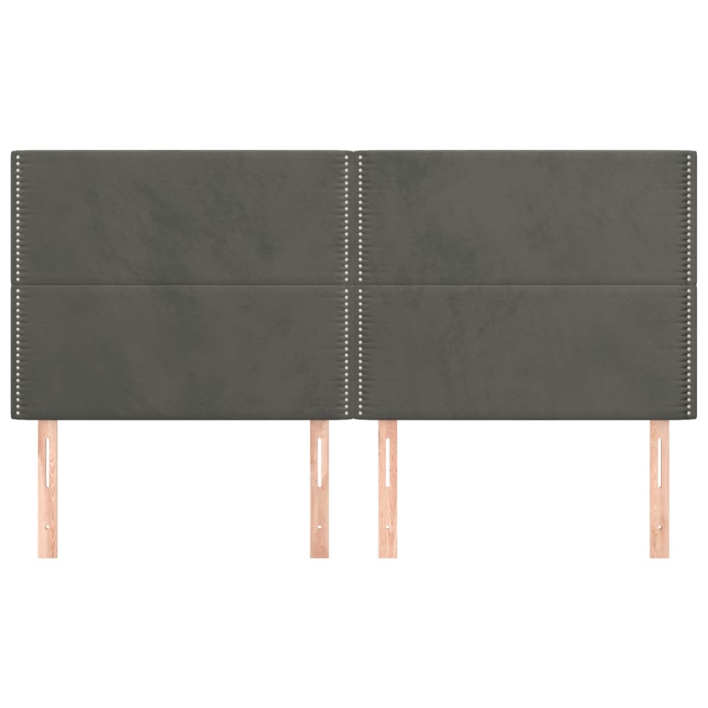 Kopfteil Dunkelgrau 200 x 5 x 118/128 cm Samt