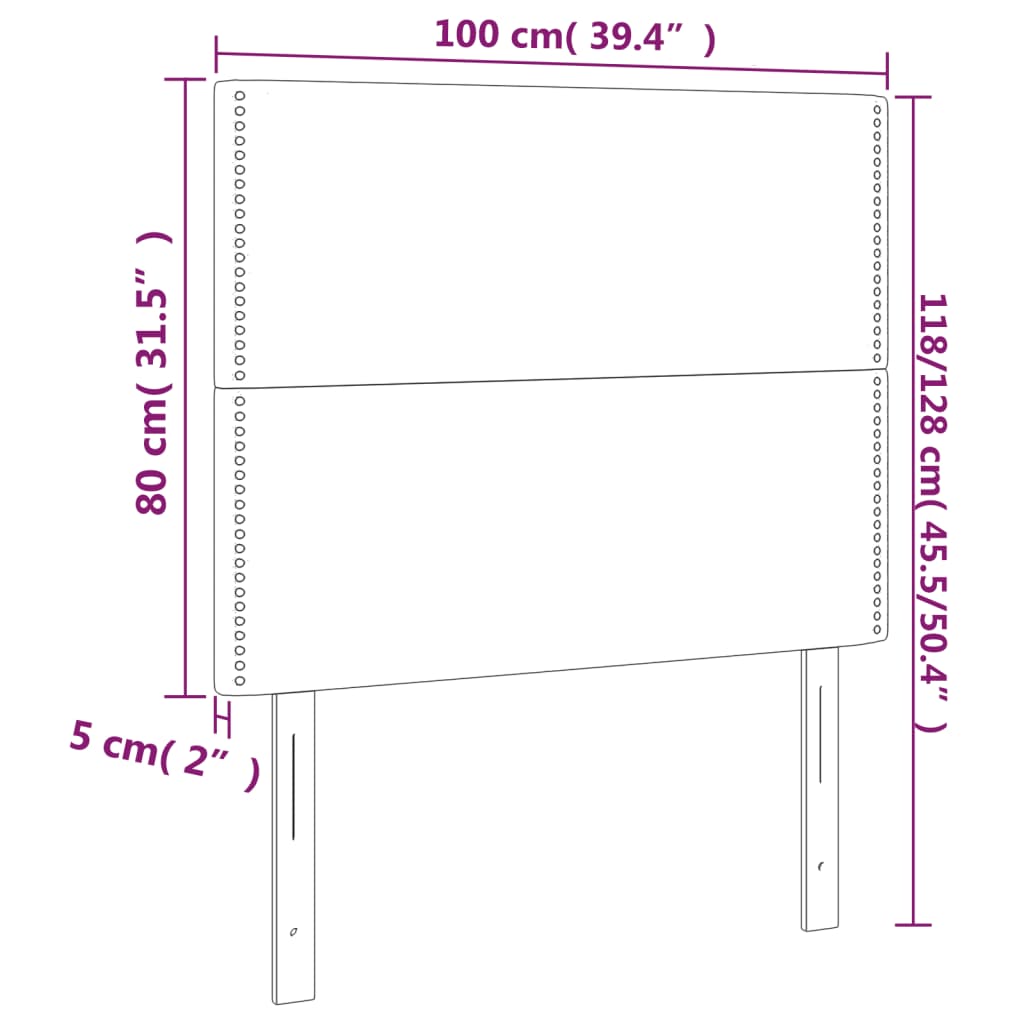 Kopfteil Schwarz 100x5x118/128 cm Kunstleder