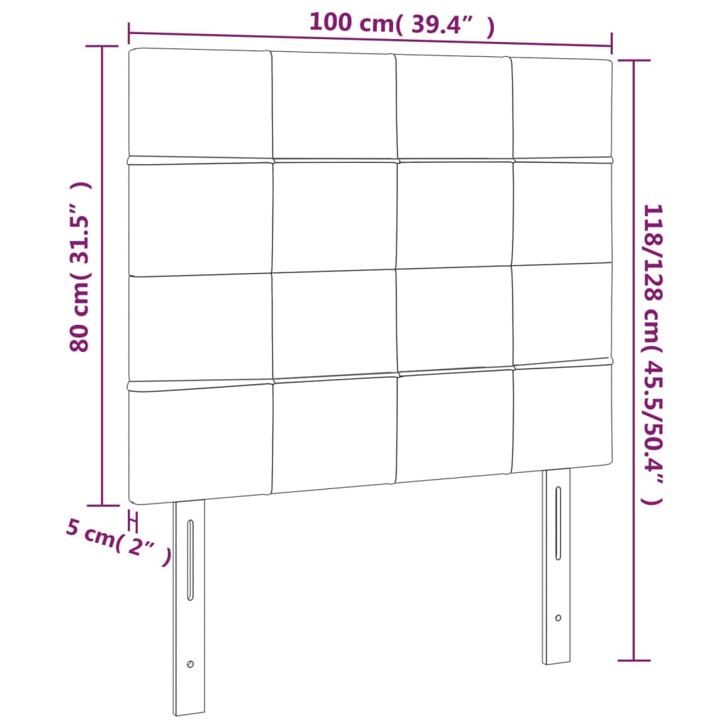 Kopfteil Dunkelbraun 100 x 5 x 118/128 cm Stoff
