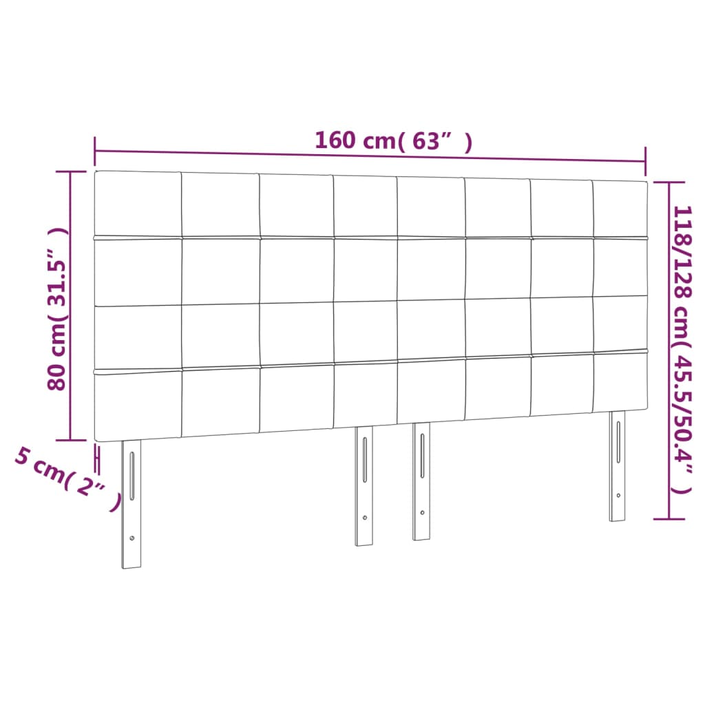Kopfteil Dunkelgrau 160 x 5 x 118/128 cm Stoff