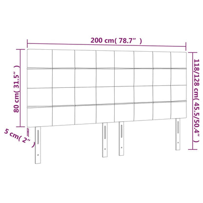 Kopfteil Hellgrau 200 x 5 x 118/128 cm Stoff