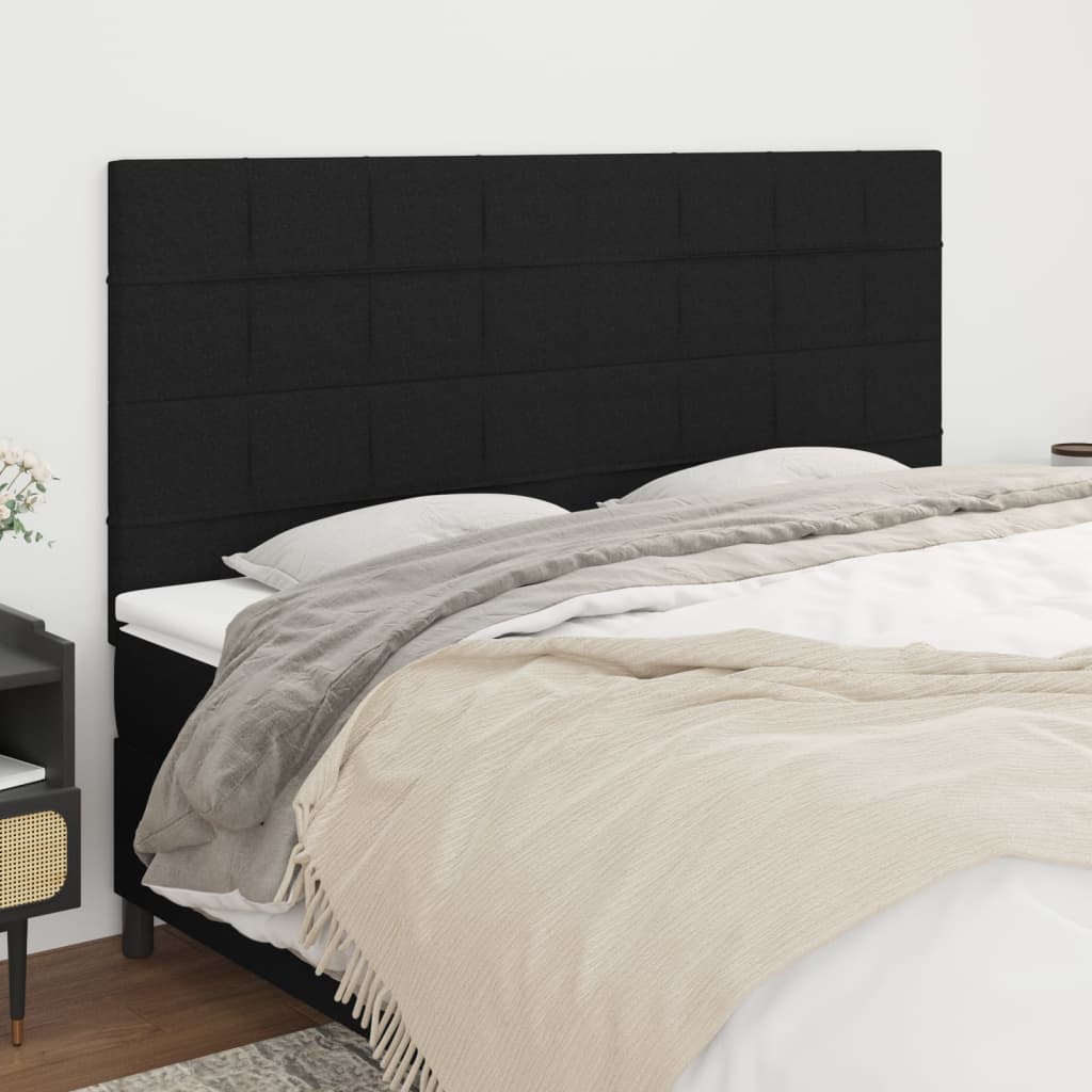 Kopfteil Schwarz 200 x 5 x 118/128 cm Stoff