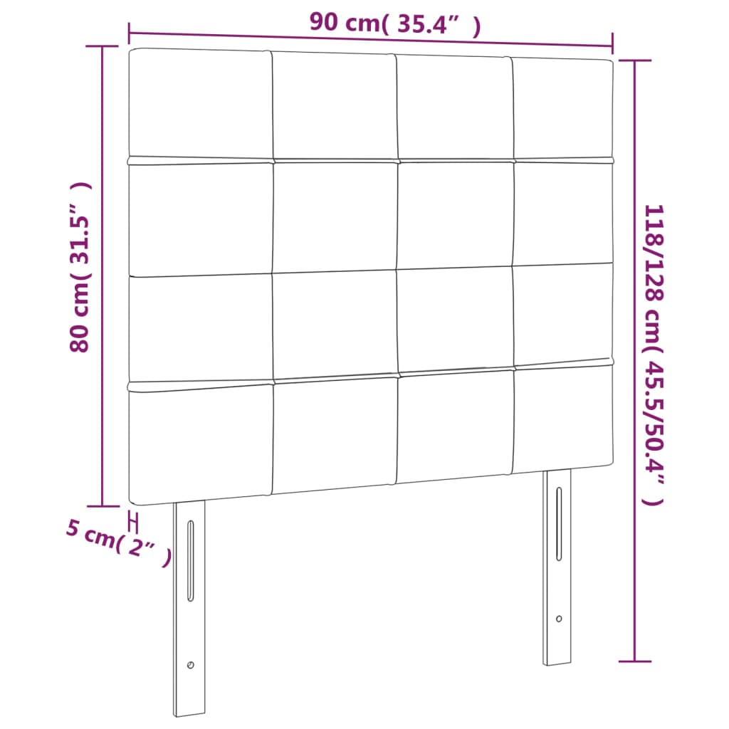 Kopfteil Hellgrau 90x5x118/128 cm Samt