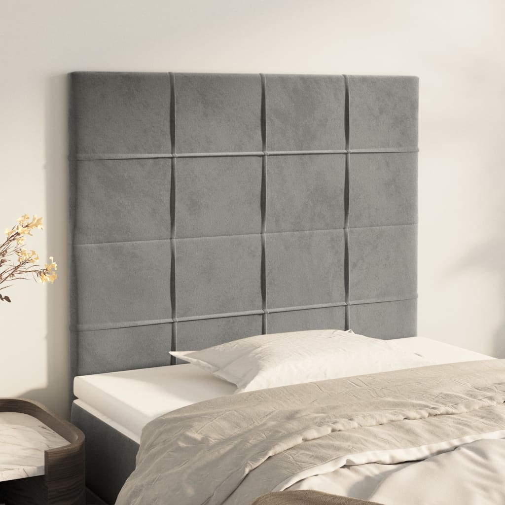 Kopfteil Hellgrau 90x5x118/128 cm Samt