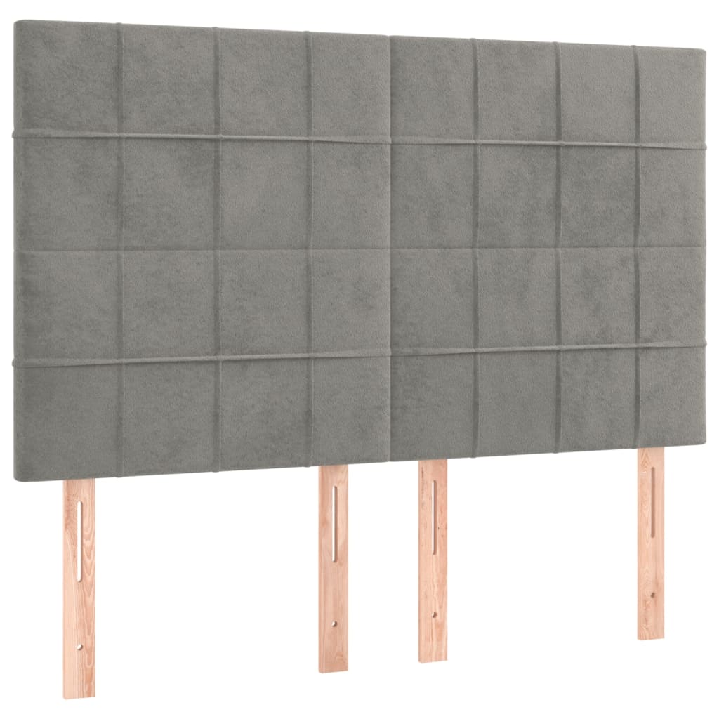 Kopfteil Hellgrau 144x5x118/128 cm Samt