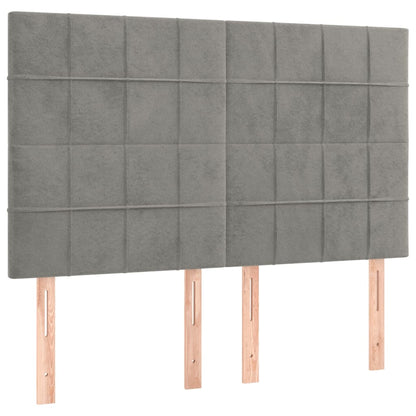 Kopfteil Hellgrau 144x5x118/128 cm Samt