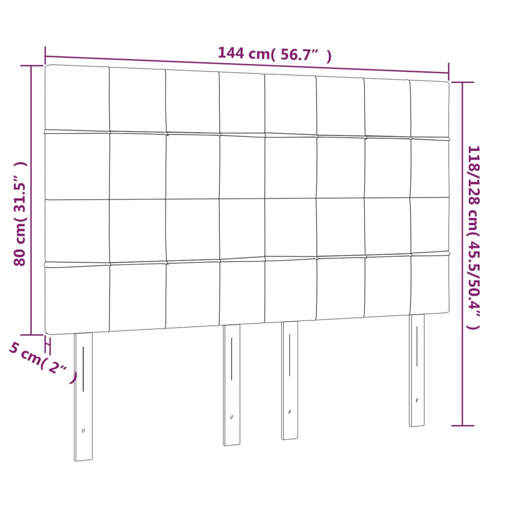 Kopfteil Hellgrau 144x5x118/128 cm Samt