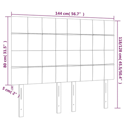 Kopfteil Hellgrau 144x5x118/128 cm Samt