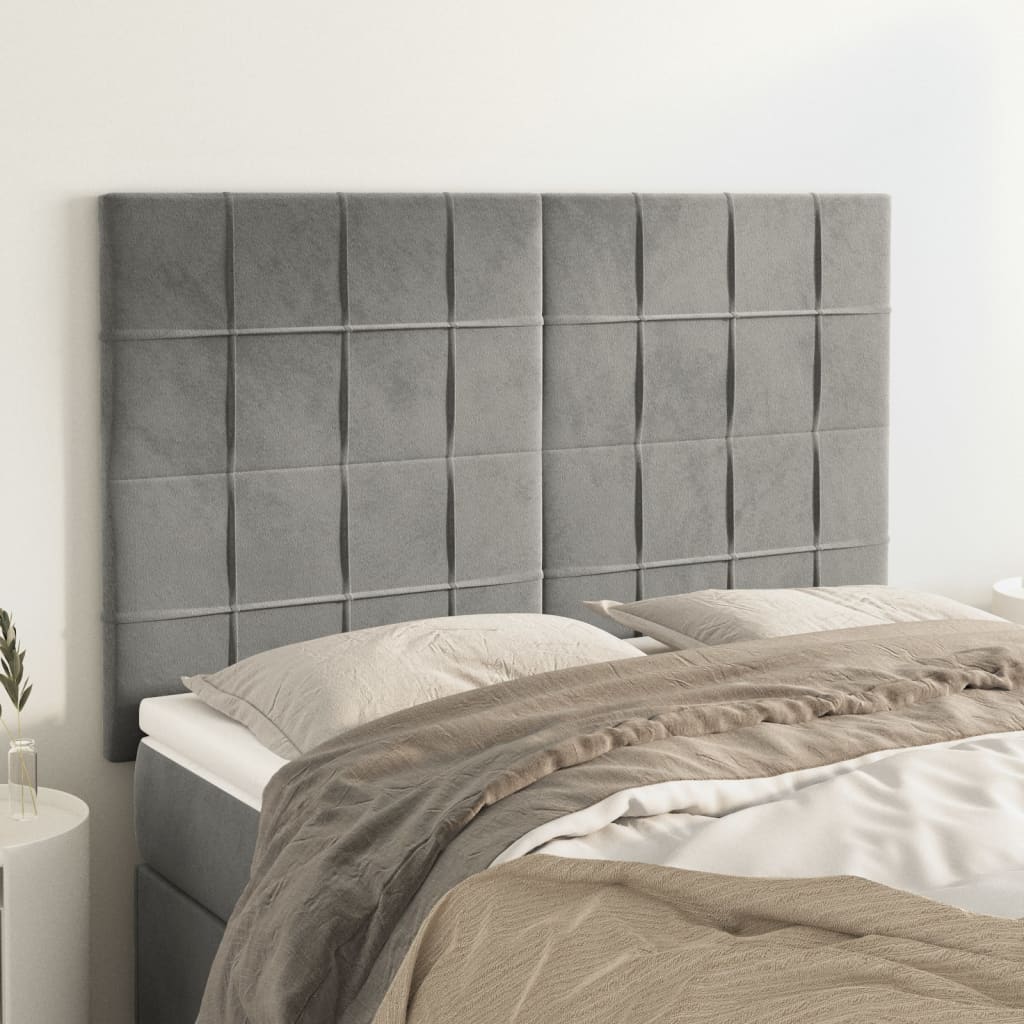 Kopfteil Hellgrau 144x5x118/128 cm Samt
