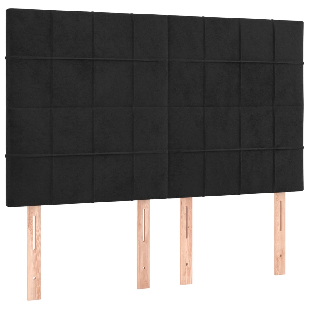 Kopfteil Schwarz 144x5x118/128 cm Samt