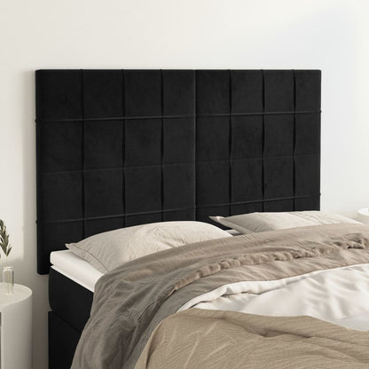 Kopfteil Schwarz 144x5x118/128 cm Samt
