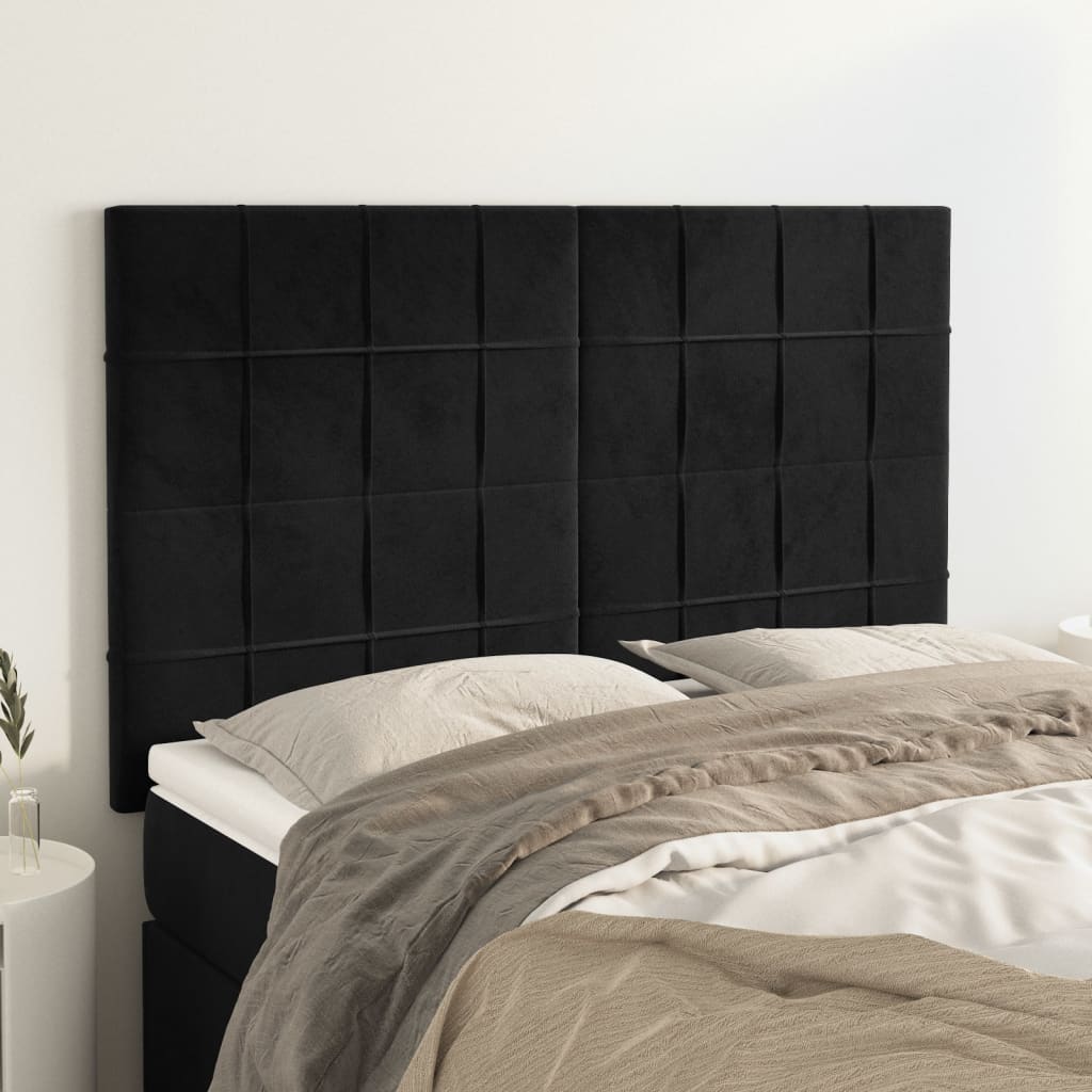 Kopfteil Schwarz 144x5x118/128 cm Samt