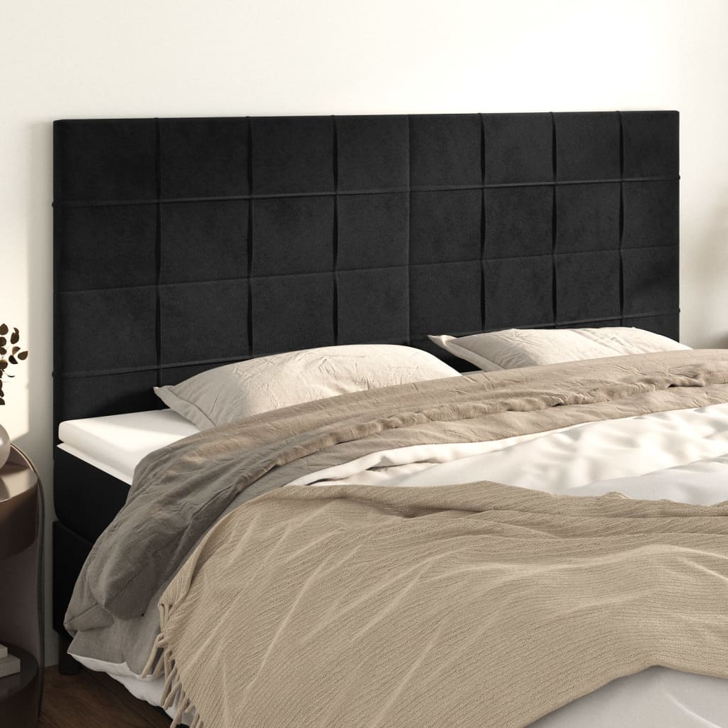 Kopfteil Schwarz 180x5x118/128 cm Samt