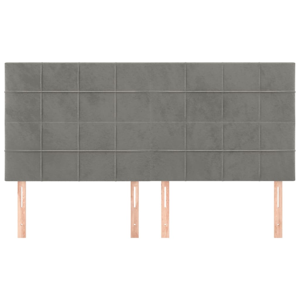 Kopfteil Hellgrau 200 x 5 x 118/128 cm Samt