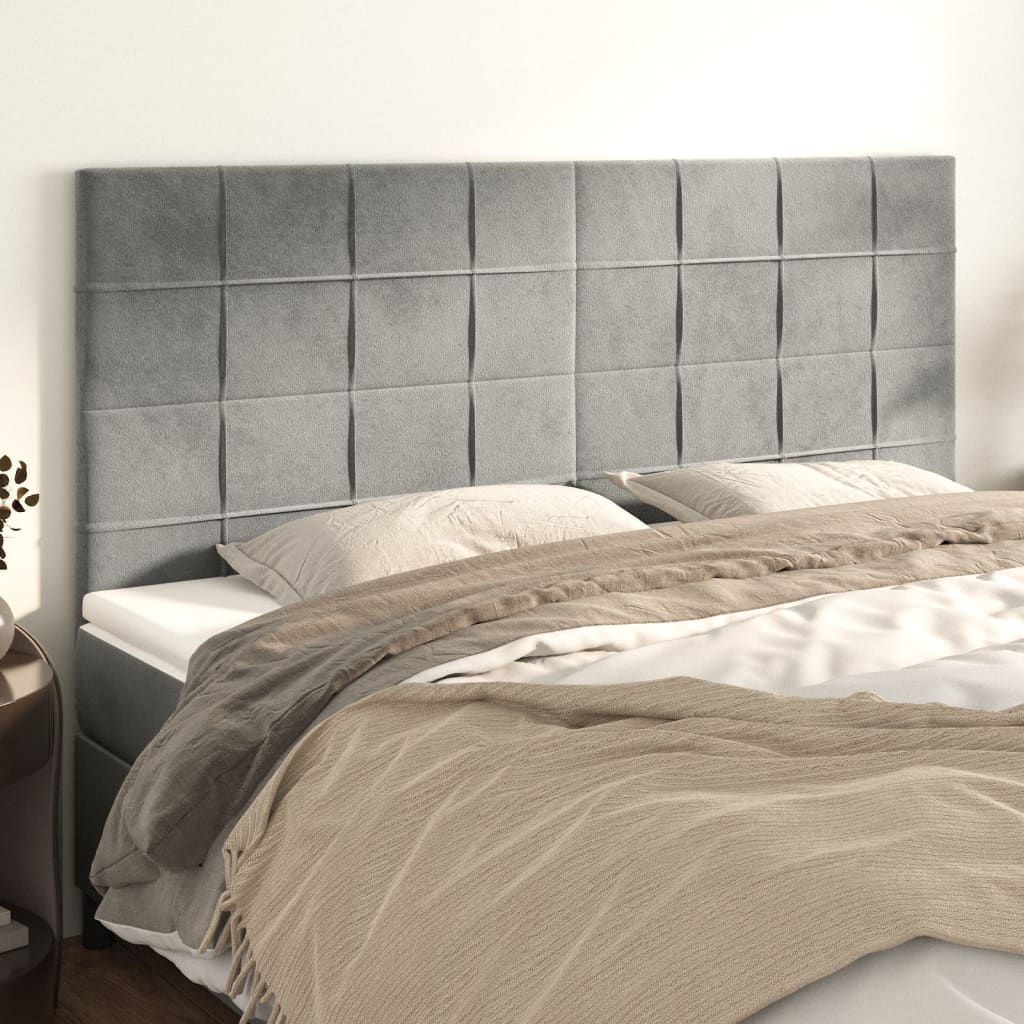 Kopfteil Hellgrau 200 x 5 x 118/128 cm Samt