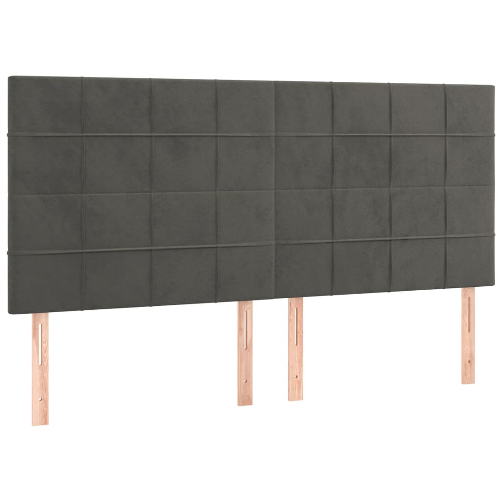Kopfteil Dunkelgrau 200 x 5 x 118/128 cm Samt