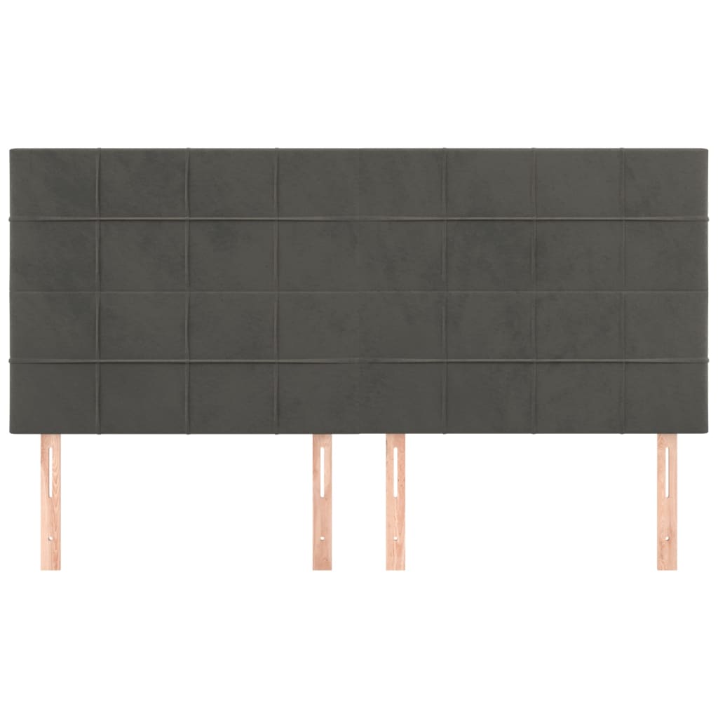 Kopfteil Dunkelgrau 200 x 5 x 118/128 cm Samt