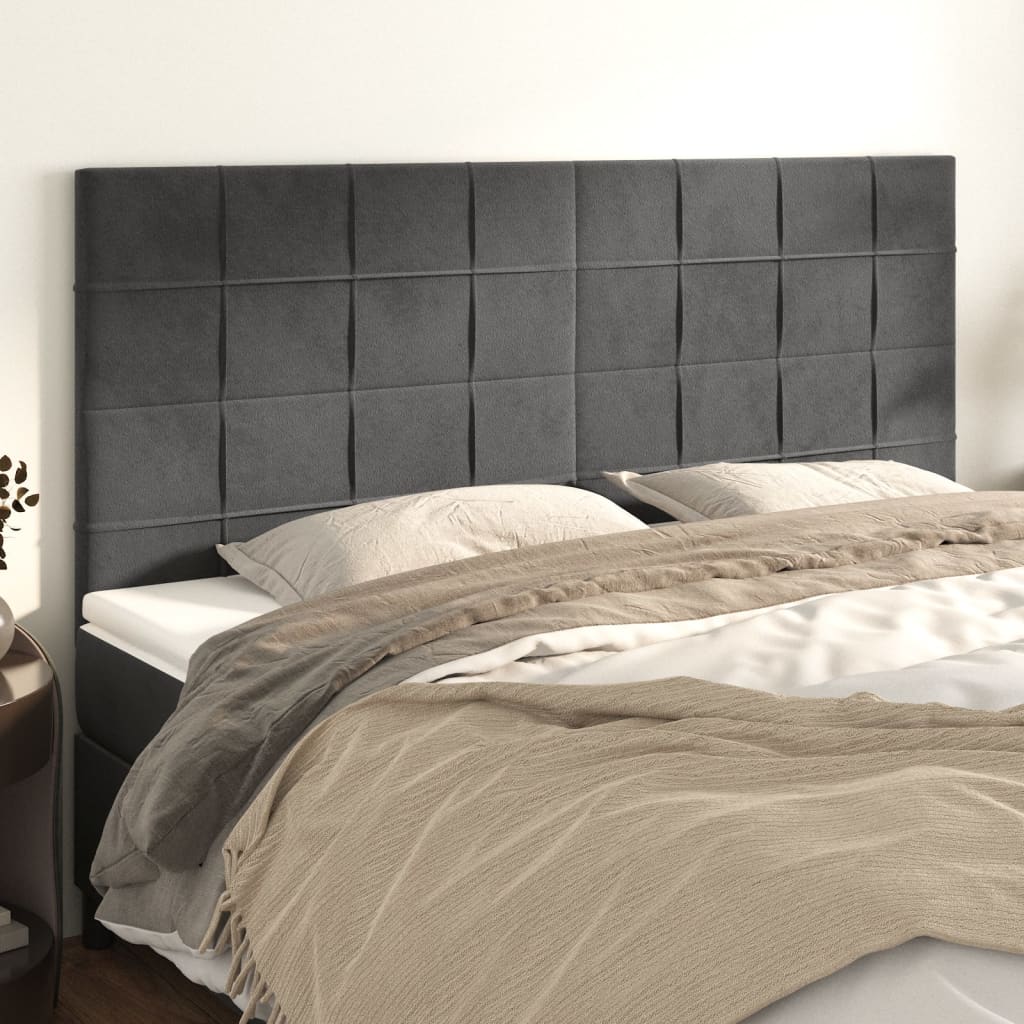 Kopfteil Dunkelgrau 200 x 5 x 118/128 cm Samt