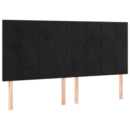 Kopfteil Schwarz 200 x 5 x 118/128 cm Samt