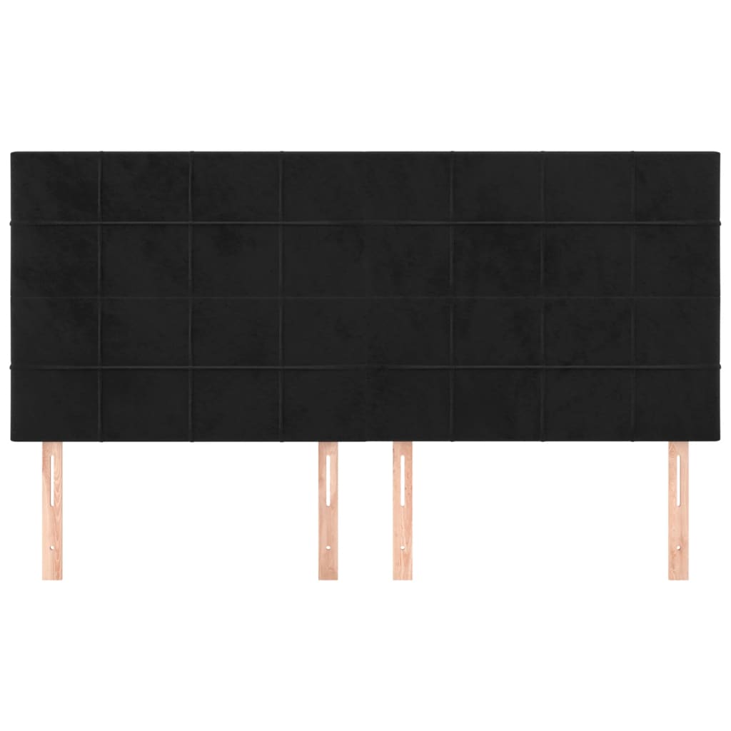 Kopfteil Schwarz 200 x 5 x 118/128 cm Samt