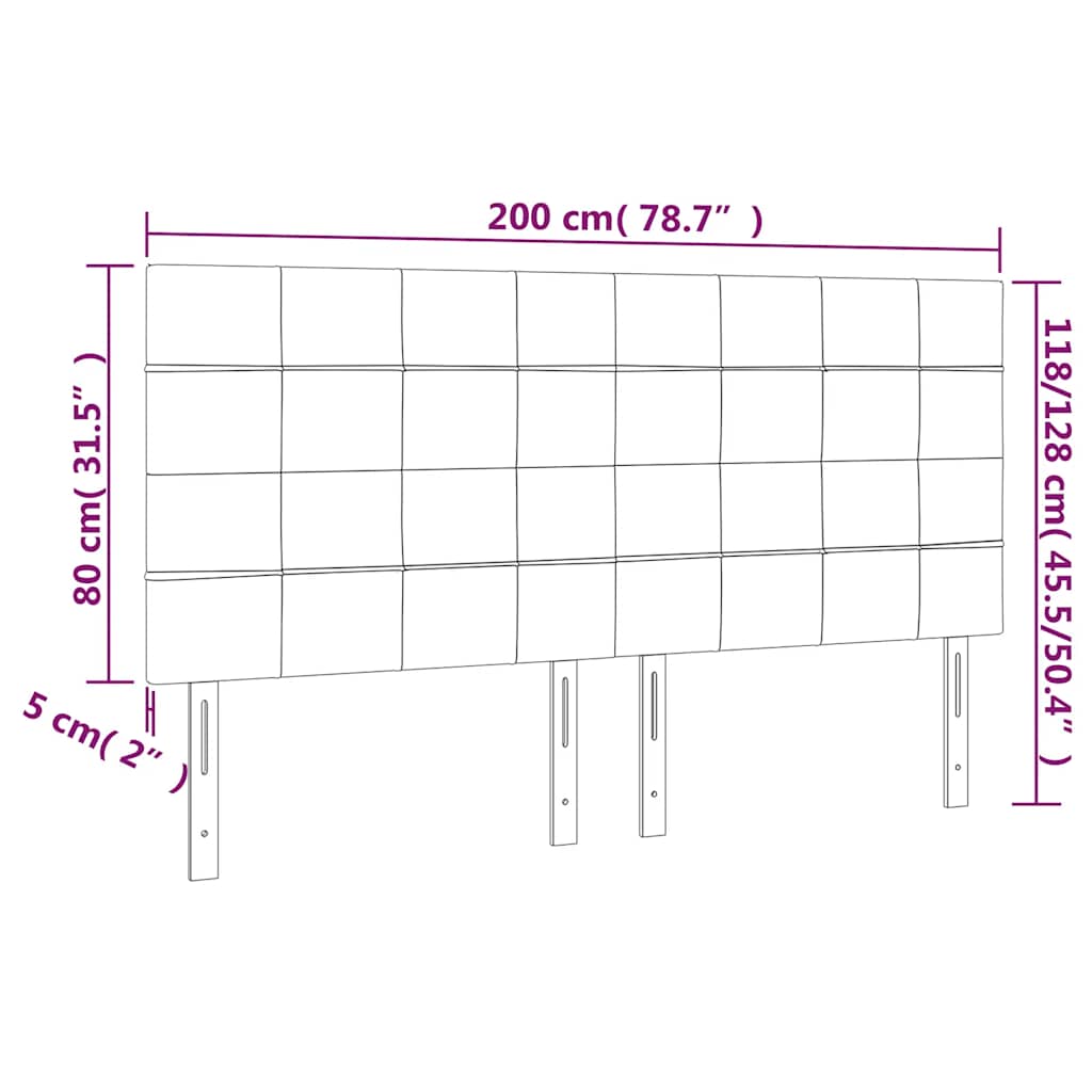 Kopfteil Dunkelgrün 200 x 5 x 118/128 cm Samt