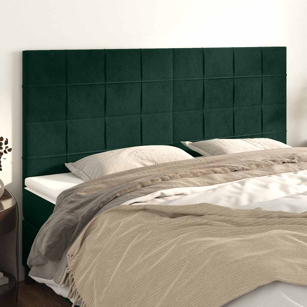 Kopfteil Dunkelgrün 200 x 5 x 118/128 cm Samt
