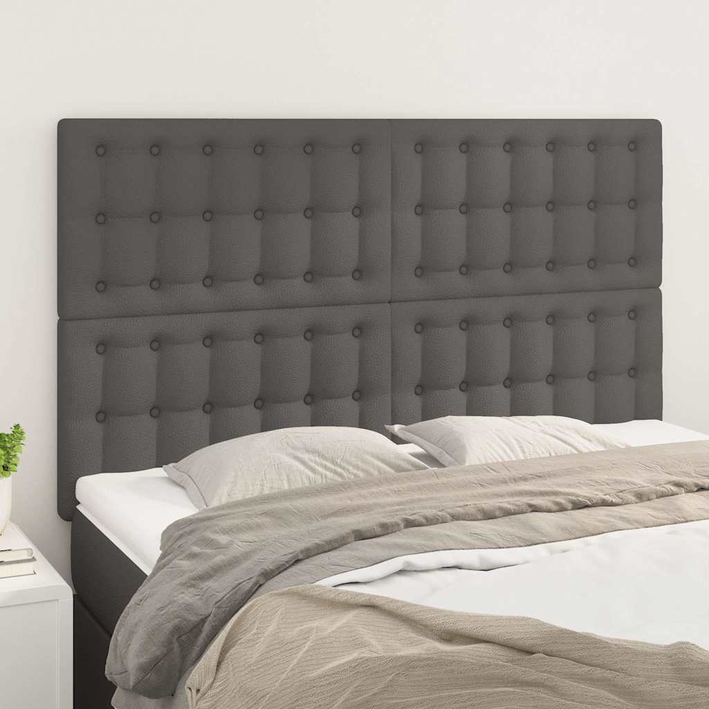 Kopfteil Grau 144x5x118/128 cm Kunstleder
