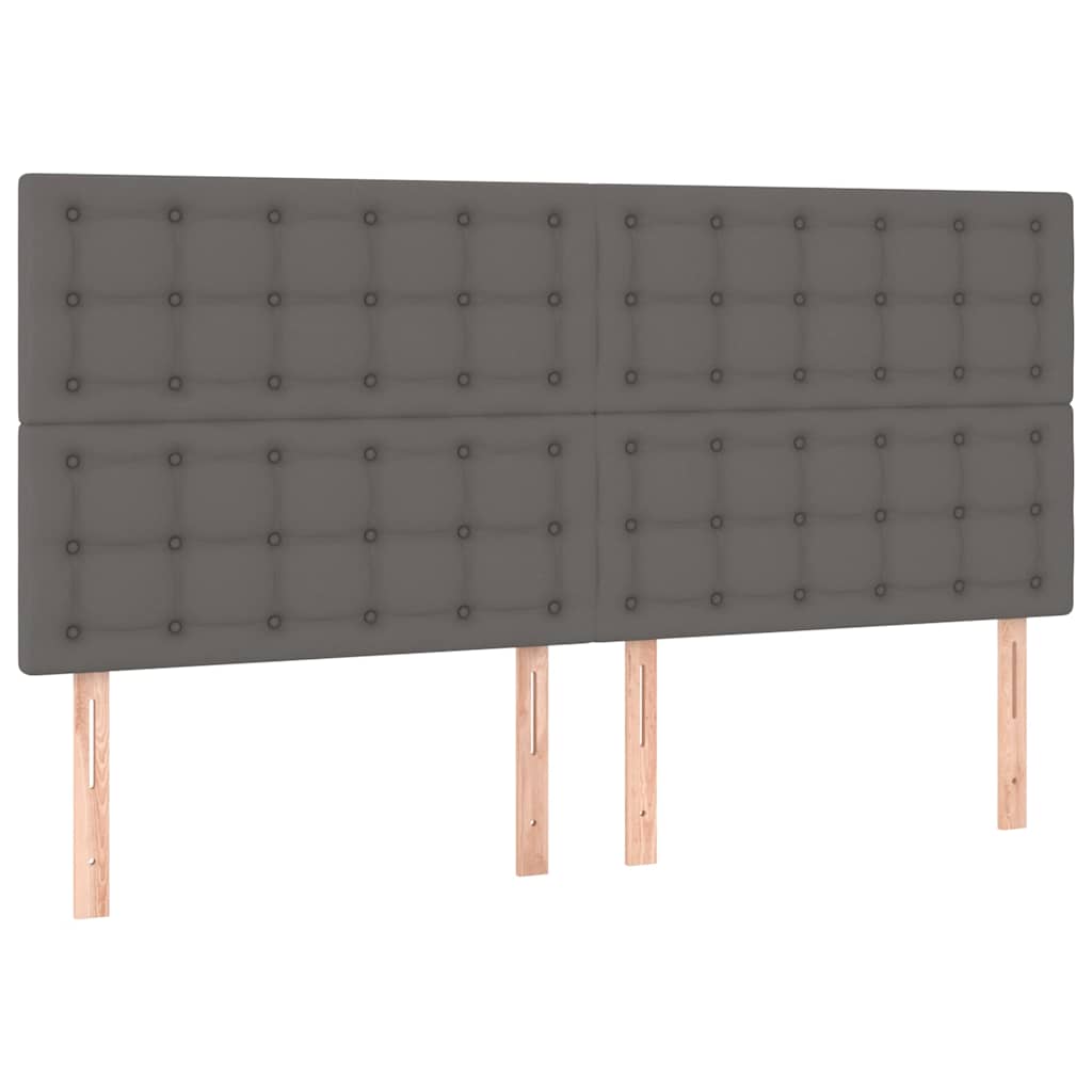 Kopfteil Grau 160x5x118/128 cm Kunstleder