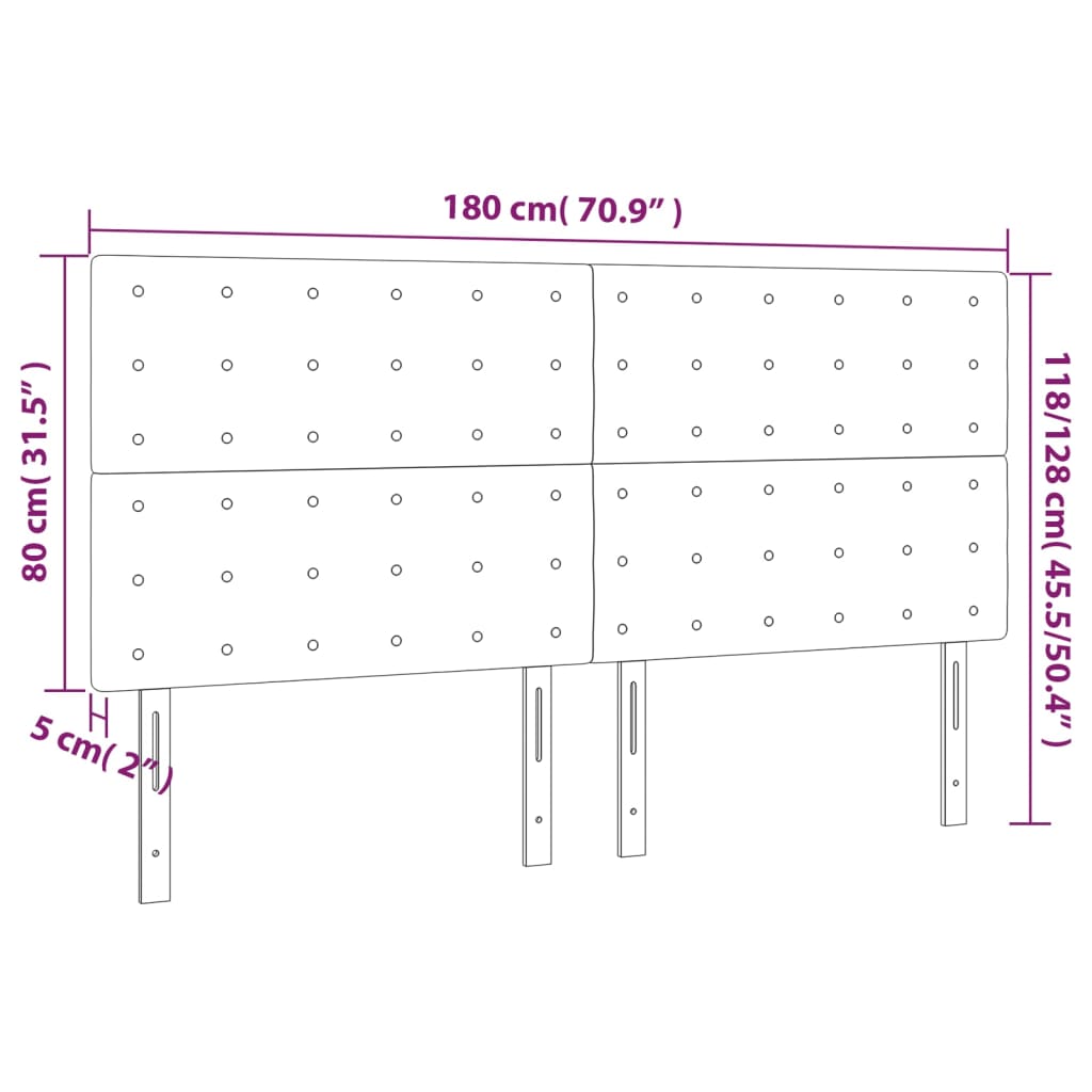 Kopfteil Grau 180x5x118/128 cm Kunstleder